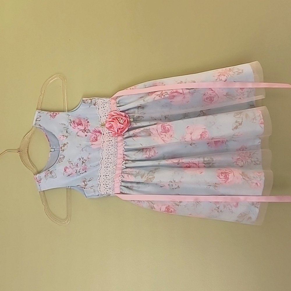 Girl's dress Jayne Copeland sz 6 light blue floral